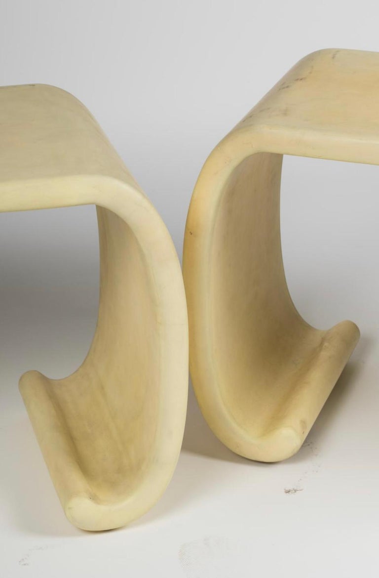 Pair of Goatskin Parchment Side Tables For Sale at 1stDibs