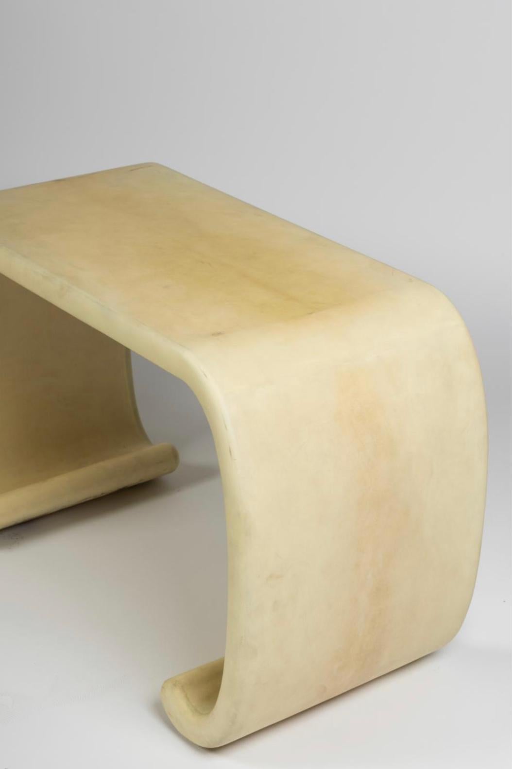 20th Century Pair of Goatskin Parchment Side Tables
