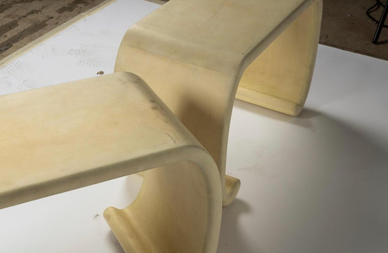 Pair of Goatskin Parchment Side Tables For Sale at 1stDibs