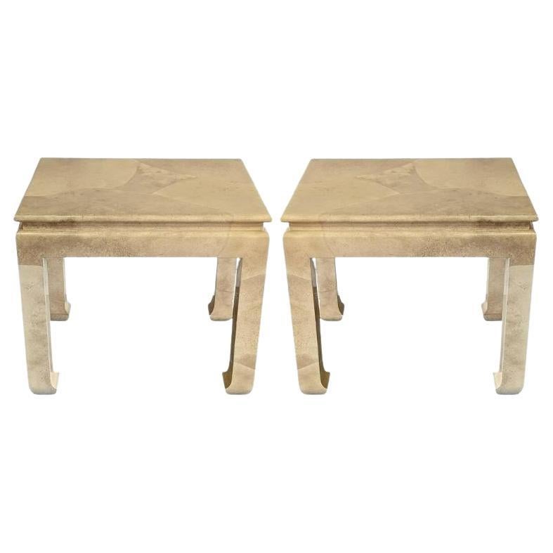 Pair of Goatskin Karl Springer Style Side Tables