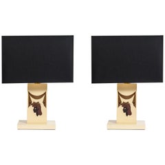 Pair of Goatskin Lamps Signed Jacqueline Bodt
