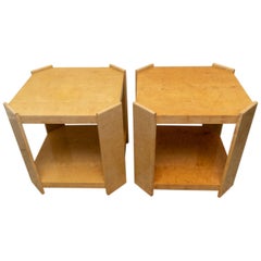 Pair of Goatskin/Parchment End Tables