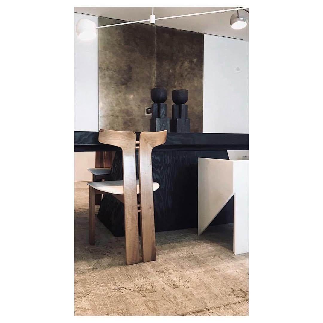 Pair of Black Iroko Wood Goblet Bowl, Signed Arno Declercq For Sale 1