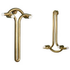 Pair of God and Goddess Brass Sconces by Paul Matter