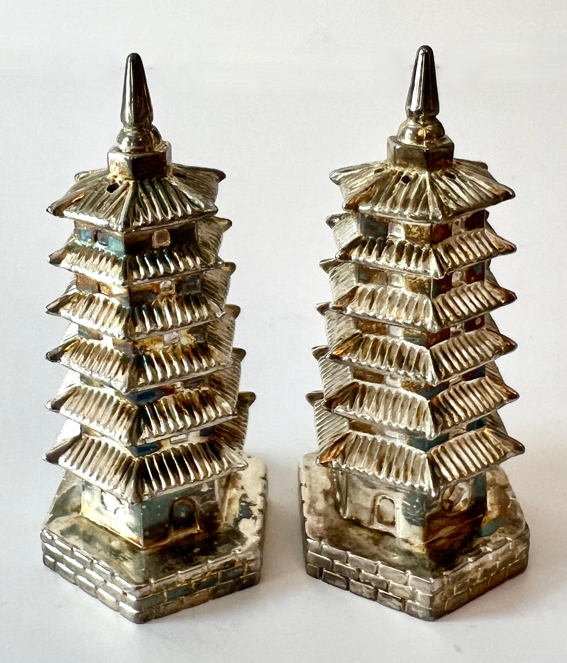 American Pair of Godinger Chinoiserie Salt and Pepper in Origninal Neiman Marcus Box
