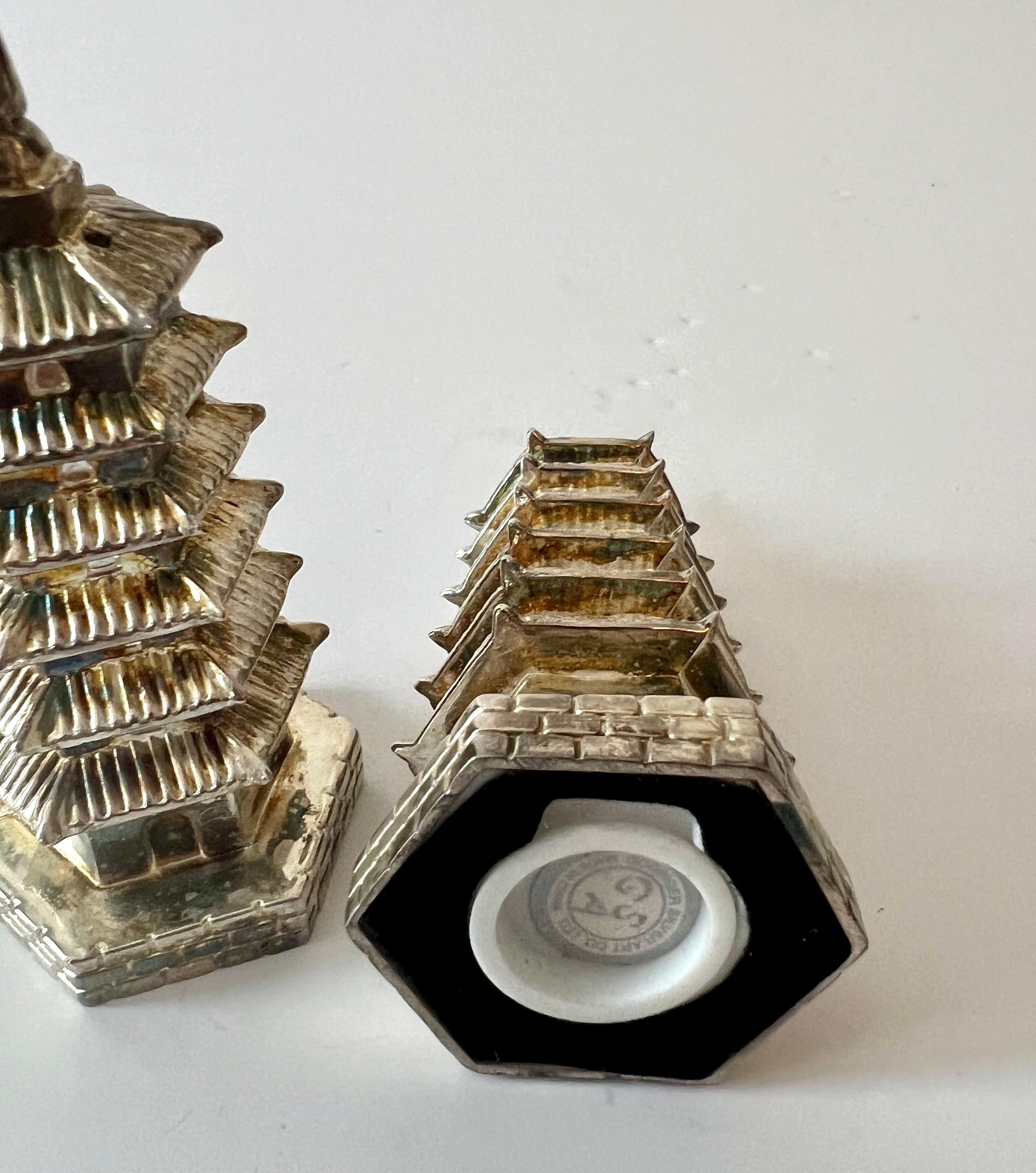 Cast Pair of Godinger Chinoiserie Salt and Pepper in Origninal Neiman Marcus Box