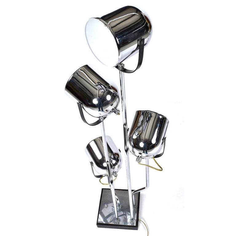 Pair of Goffredo Reggiani Post Modern Chrome Spotlight Table Lamps For