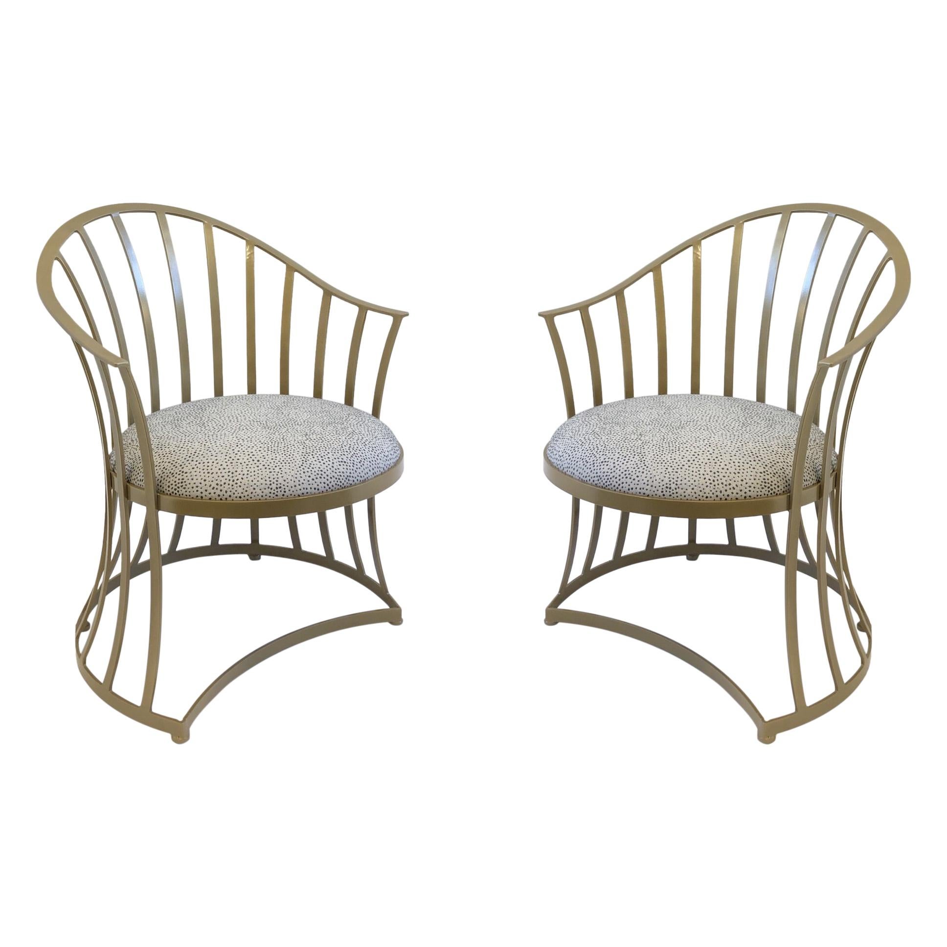 Pair of Gold Aluminum Patio Chairs by Russell Woodard