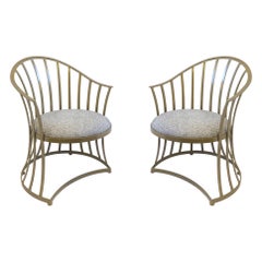 Pair of Gold Aluminum Patio Chairs by Russell Woodard