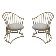 Pair of Gold Aluminum Patio Chairs by Russell Woodard