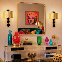 Pair of gold and black Murano glass sconces, Italy 1980s