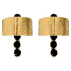 Pair of gold and black Murano glass sconces, Italy 1980s