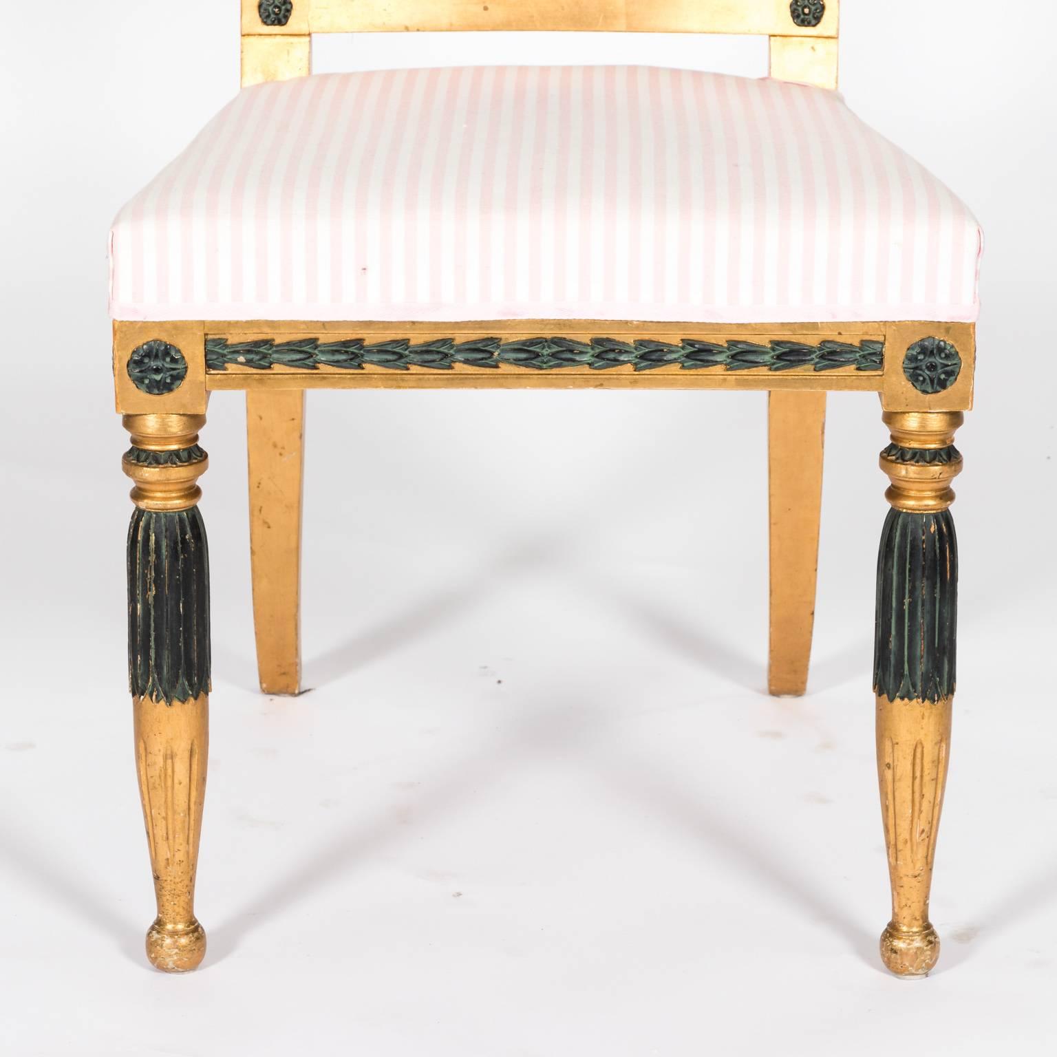 Pair of Gold and Black Painted Gustavian Side Chairs, circa 1900 10