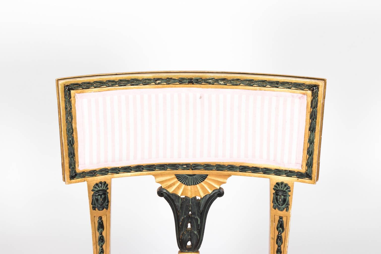 Pair of Gold and Black Painted Gustavian Side Chairs, circa 1900 11