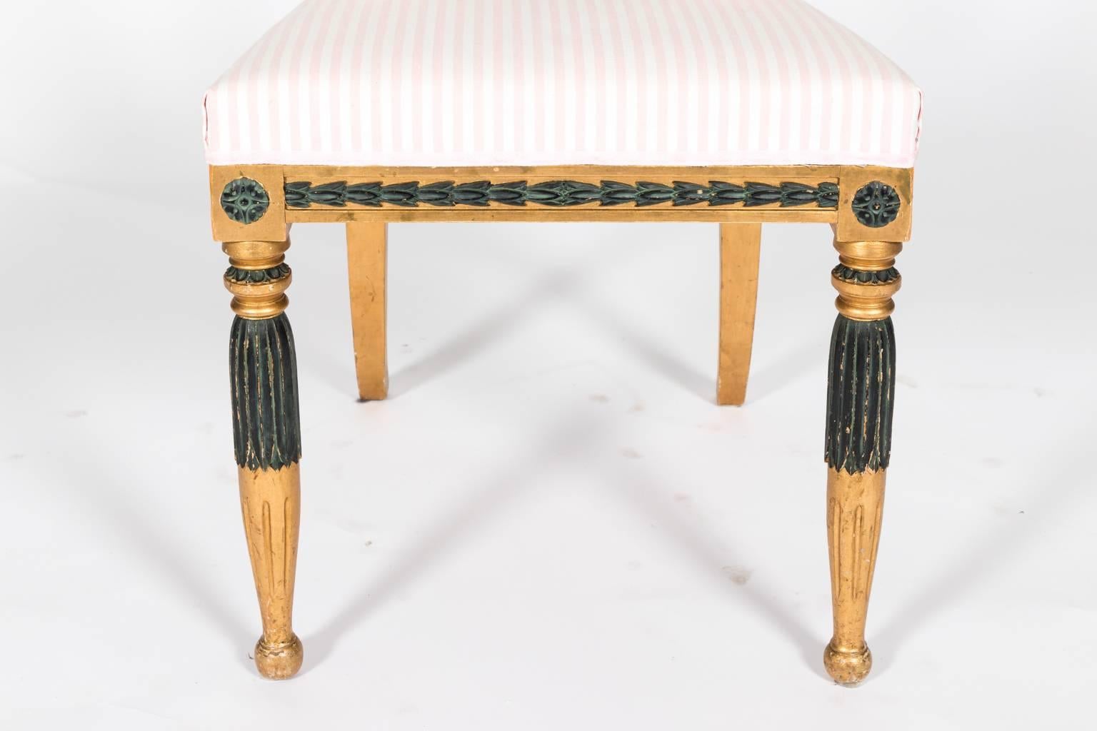 Wood Pair of Gold and Black Painted Gustavian Side Chairs, circa 1900