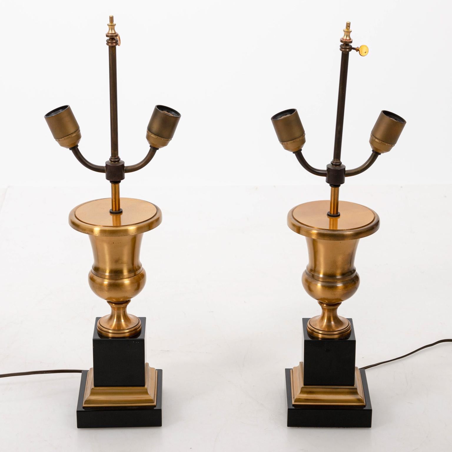 Regency Pair of Gold and Black Vintage Table Lamps