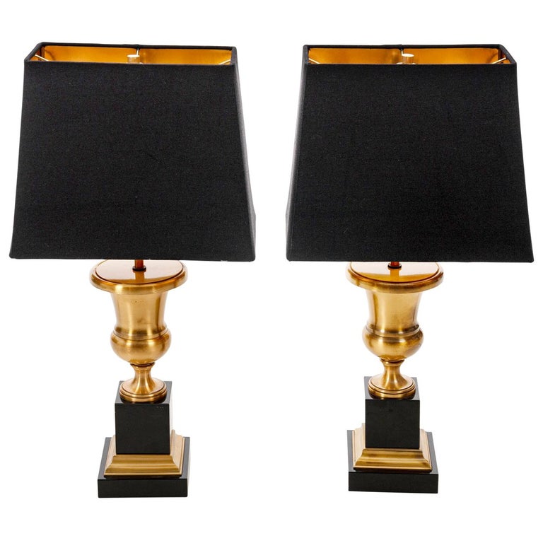Pair of Gold and Black Vintage Table Lamps at 1stDibs