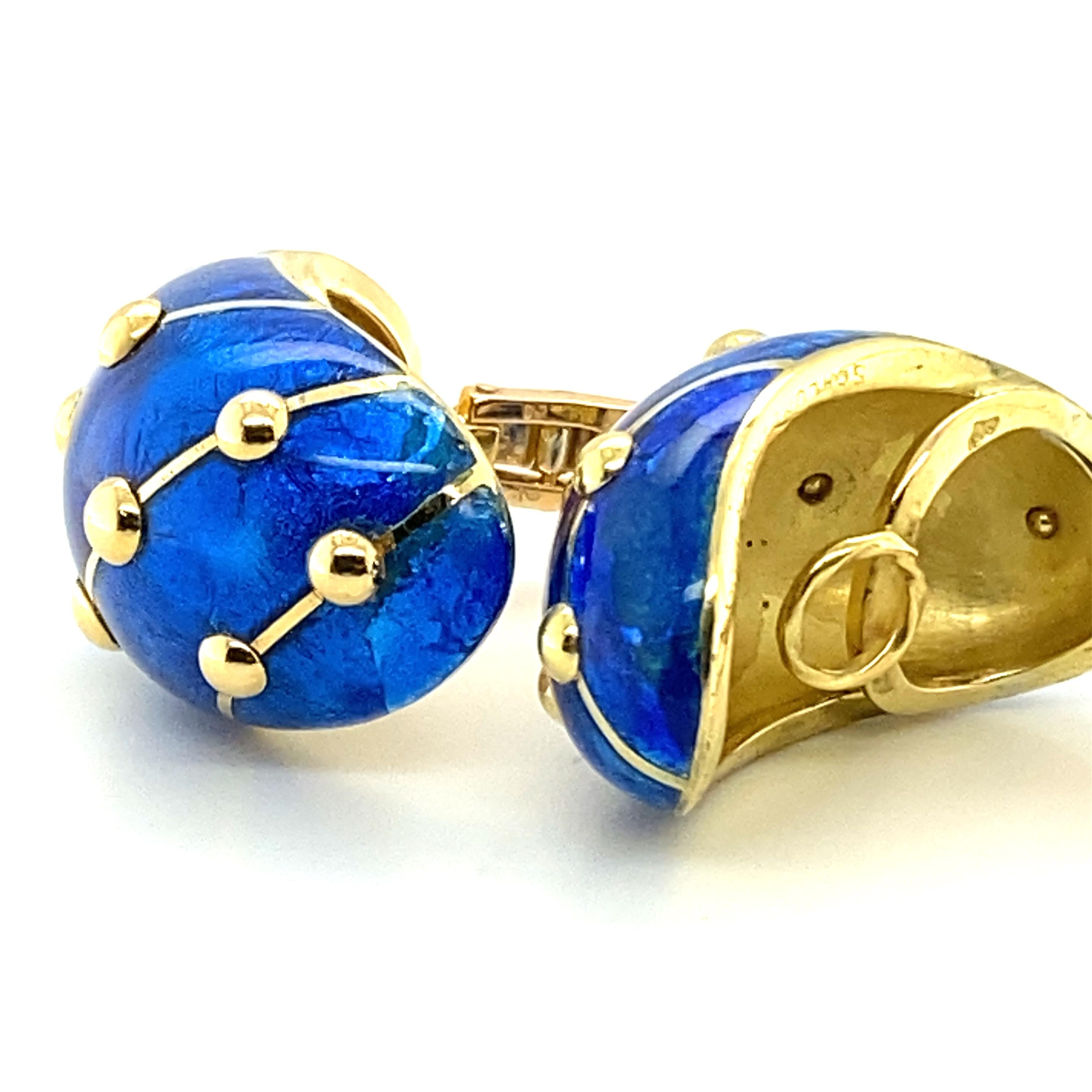 Pair of Gold and Blue Paillonné Enamel 'Banana' Earrings by Jean Schlumberger 6