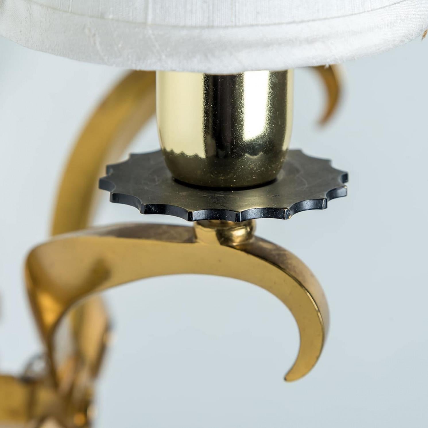 Pair of Gold and Brass Wall Sconces, Leleu, 1960 For Sale 9