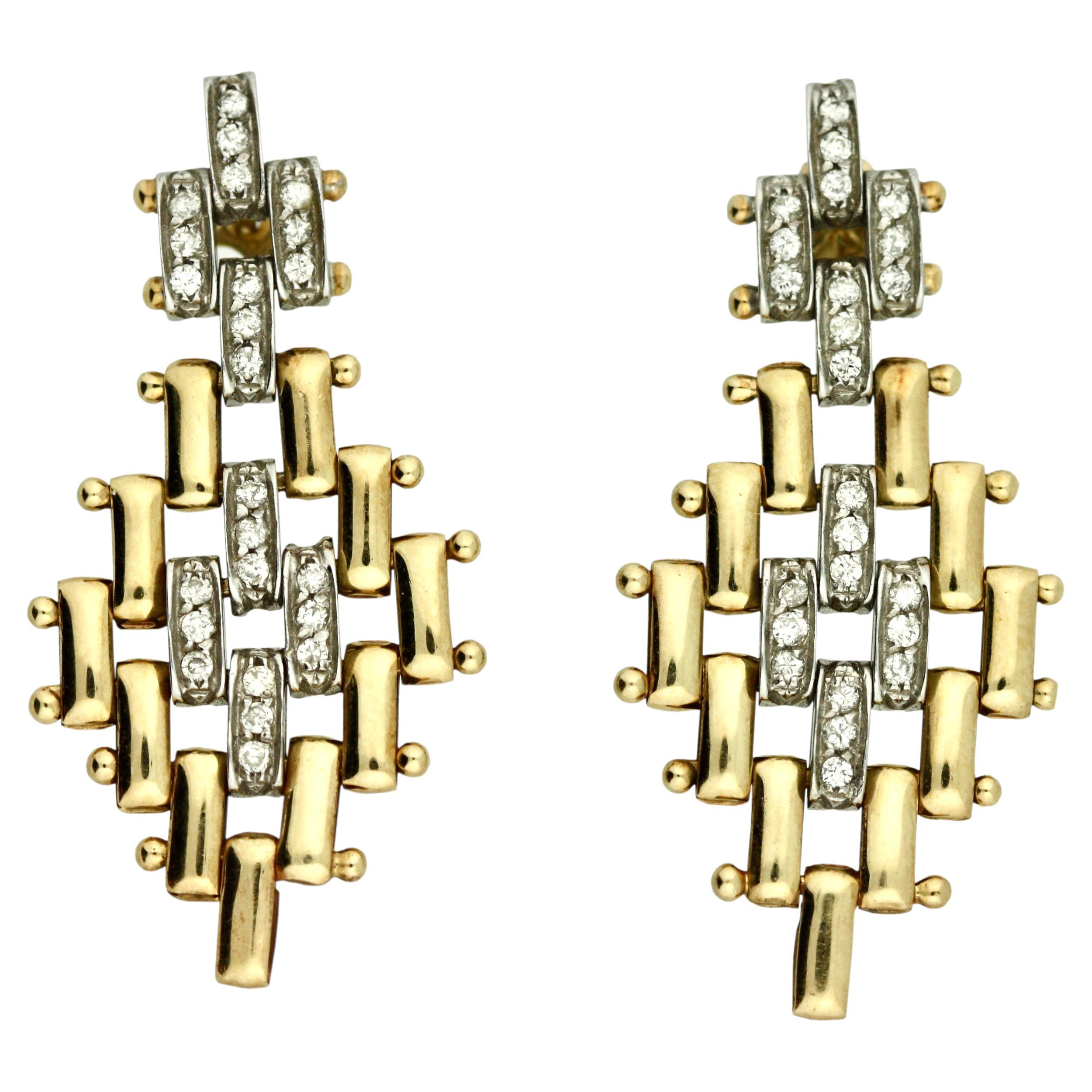 Pair of Gold and Diamond Earrings For Sale