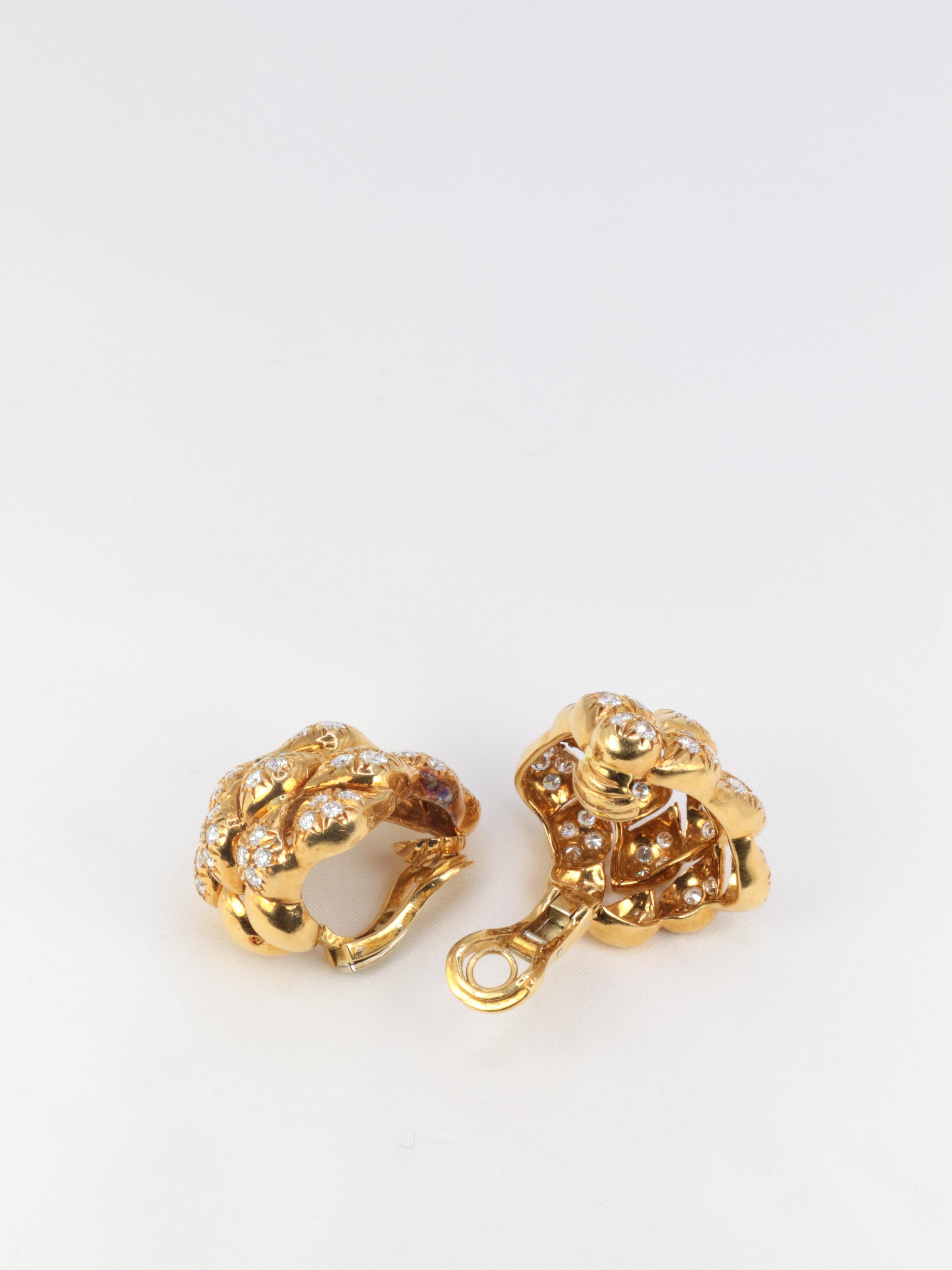 Pair of Gold and Diamond Pinecone Earrings For Sale 2