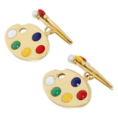 Pair of Gold and Enamel Cufflinks