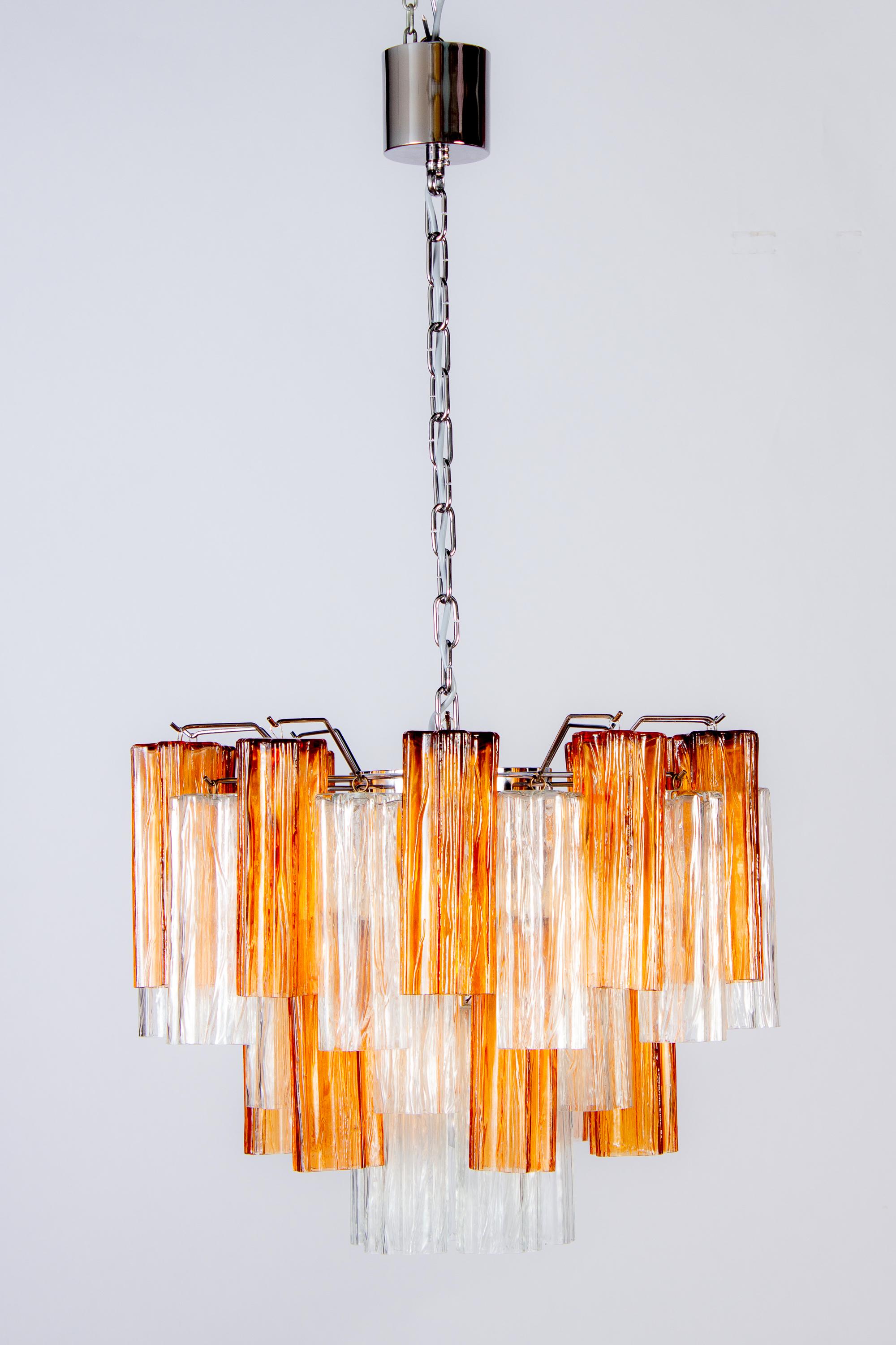 Pair of Gold and Ice Tronchi Murano Glass Chandelier, 1970s For Sale 5