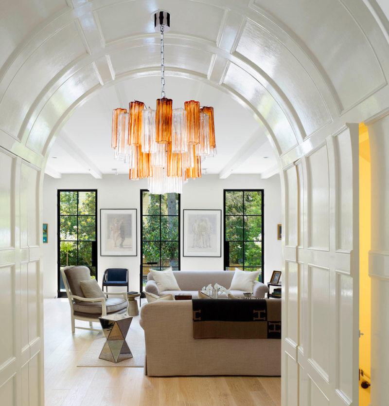 Mid-Century moderno Coppia di lampadari in vetro di Murano Tronchi oro e ghiaccio, anni '70 in vendita