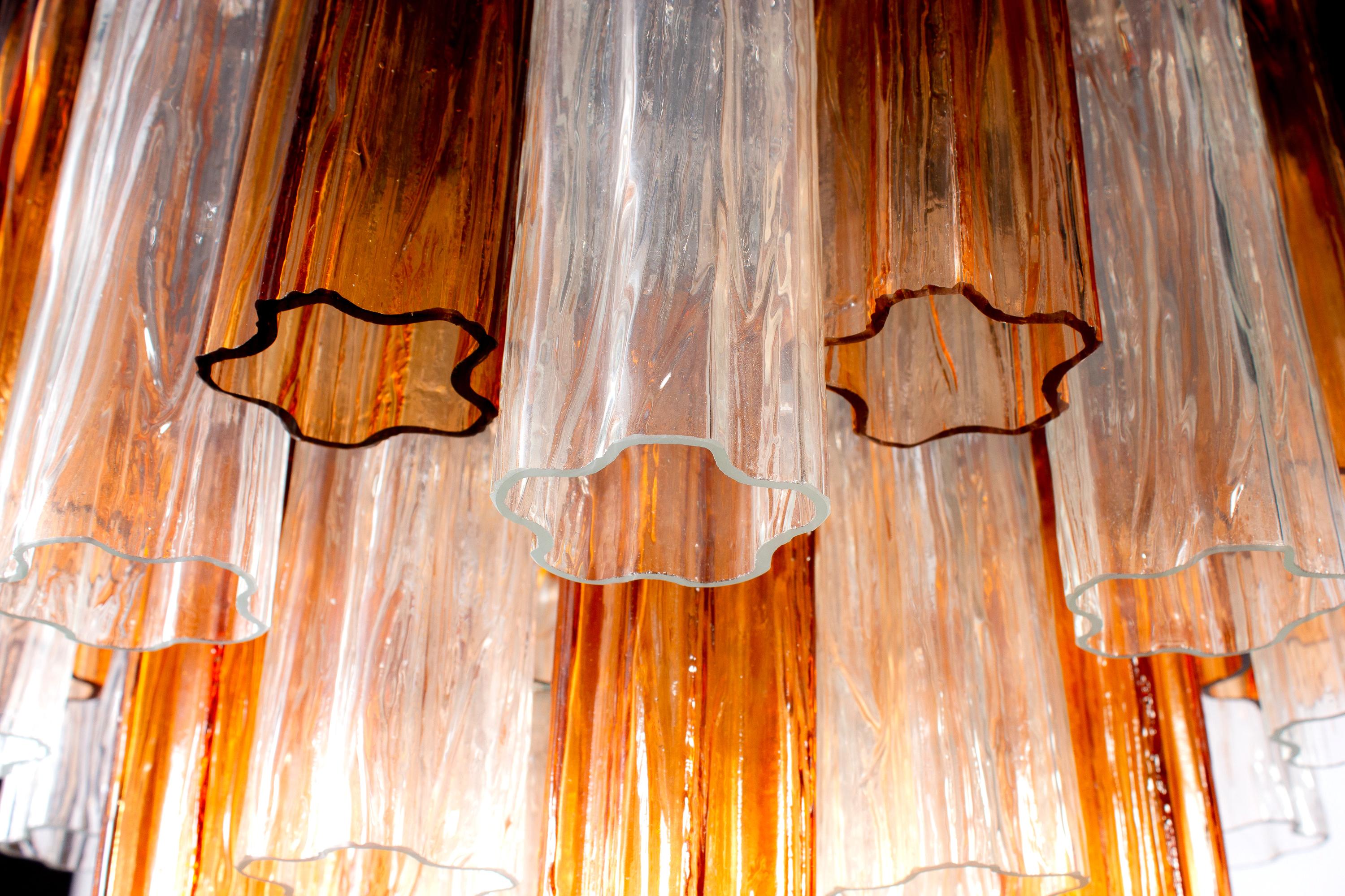 Metal Pair of Gold and Ice Tronchi Murano Glass Chandelier 1970s For Sale