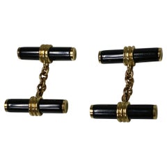 Pair of Gold and Onyx Cufflinks English, C.1970