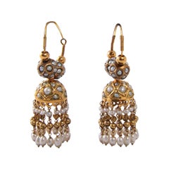 Vintage Pair of Gold and Pearl Chandelier Earrings
