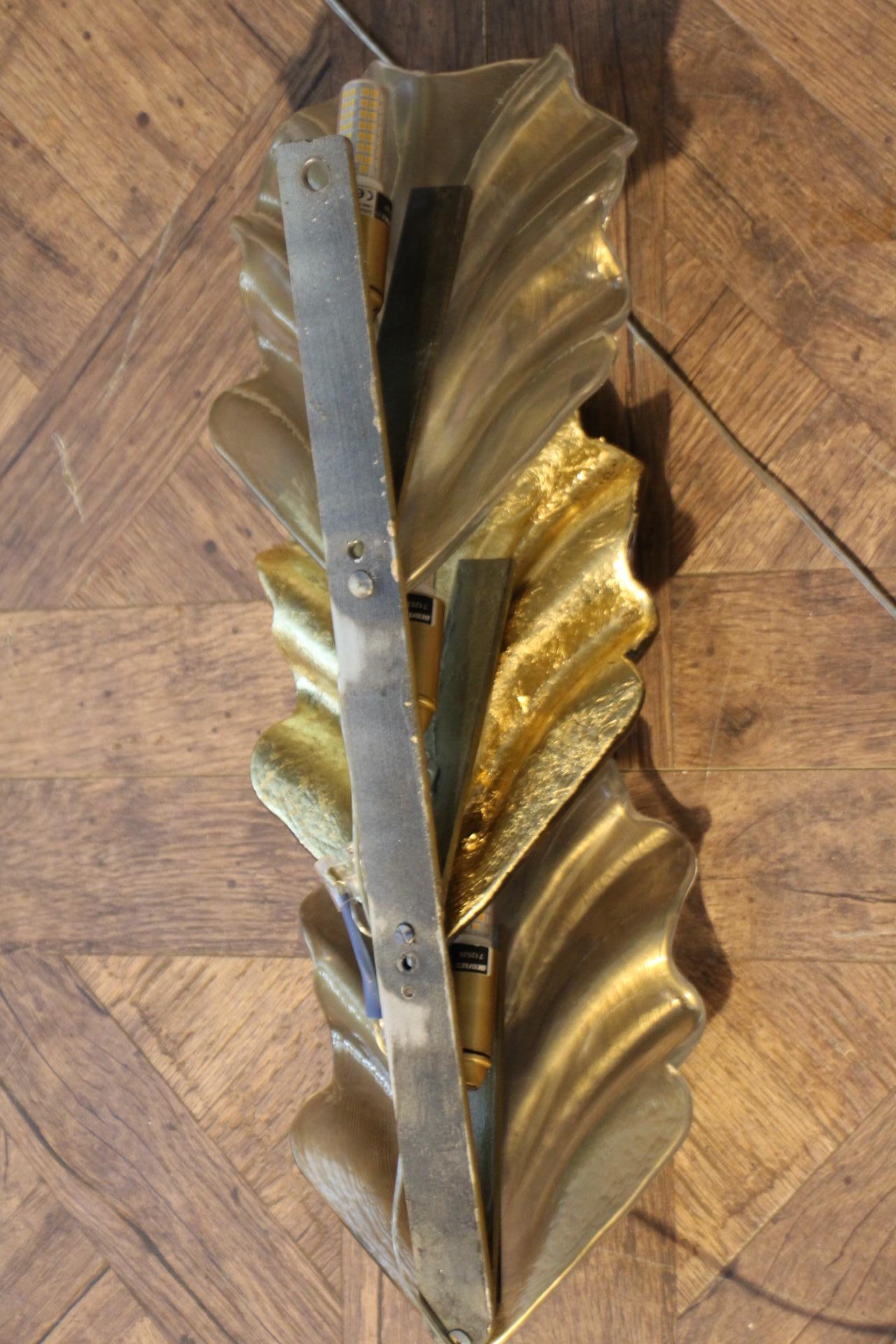Coppia di lampade a foglia in vetro di Murano color oro e bianco perlato in stile Barovier in vendita 6