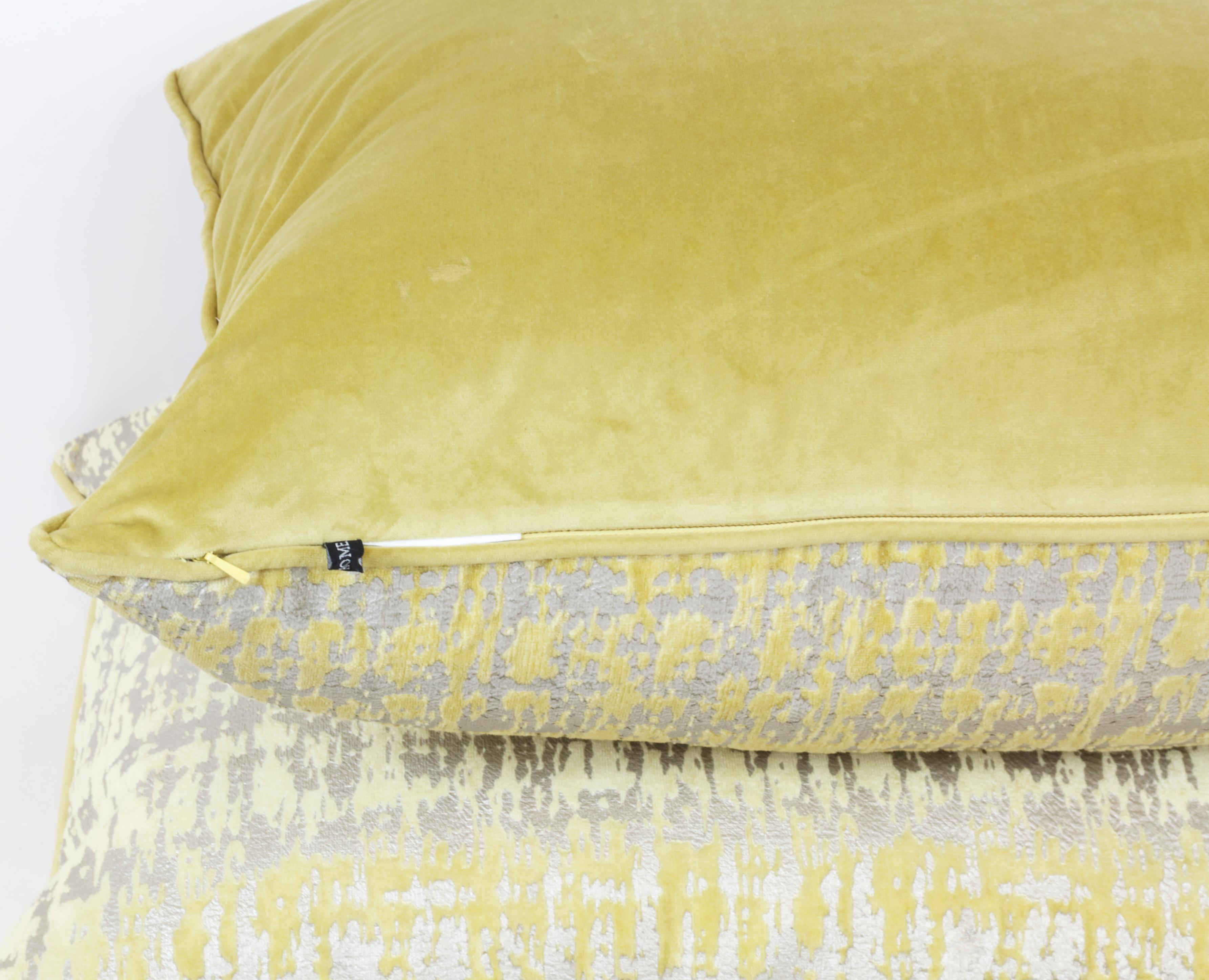 Contemporary Pair of Gold and Silver Pillows