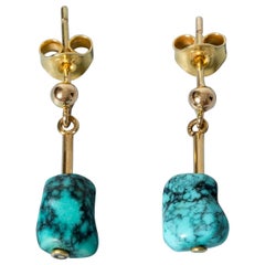 Pair of Gold and Turquoise Earrings from Gustaf Dahlgren & Co. Sweden, 1950s