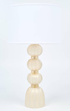 Pair of Gold "Avventurina" Murano Glass Table Lamps