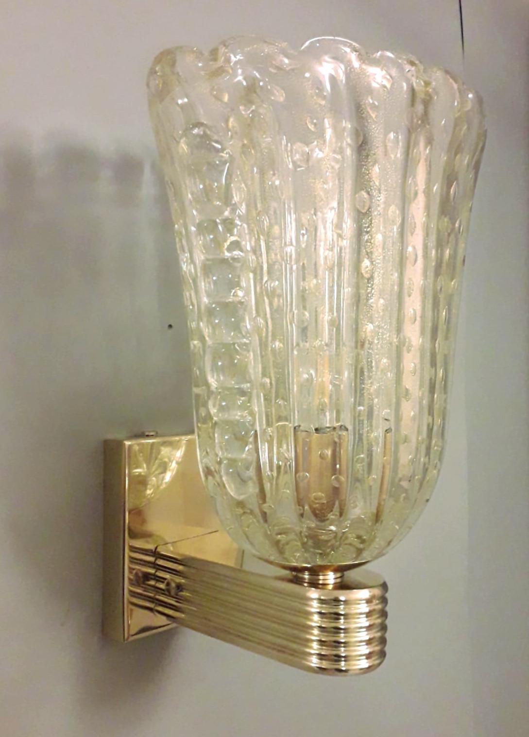 Mid-Century Modern Pair of Gold Bollicine Sconces by Barovier e Toso