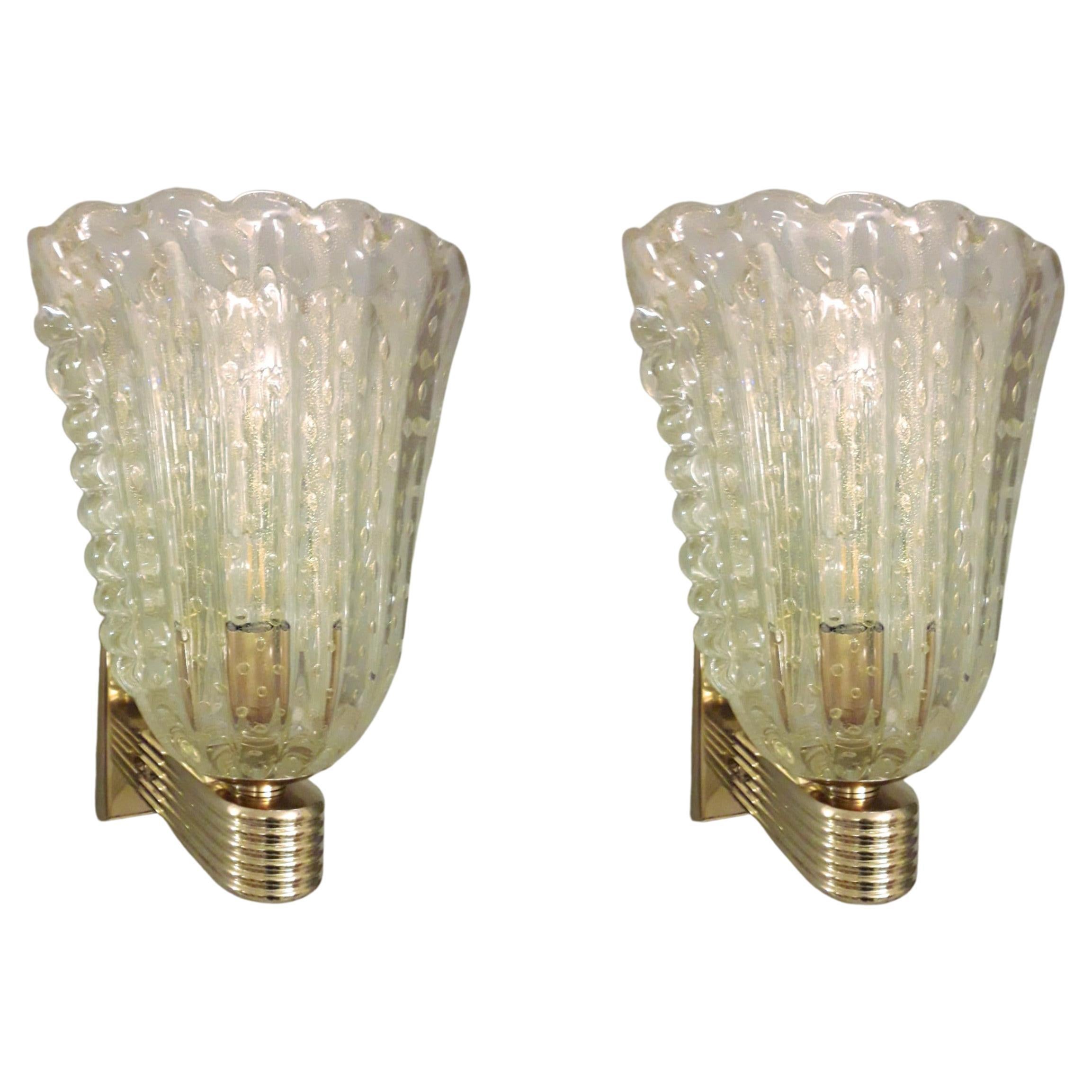 Pair of Gold Bollicine Sconces by Barovier e Toso