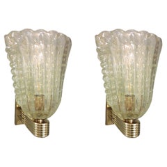 Pair of Gold Bollicine Sconces by Barovier e Toso