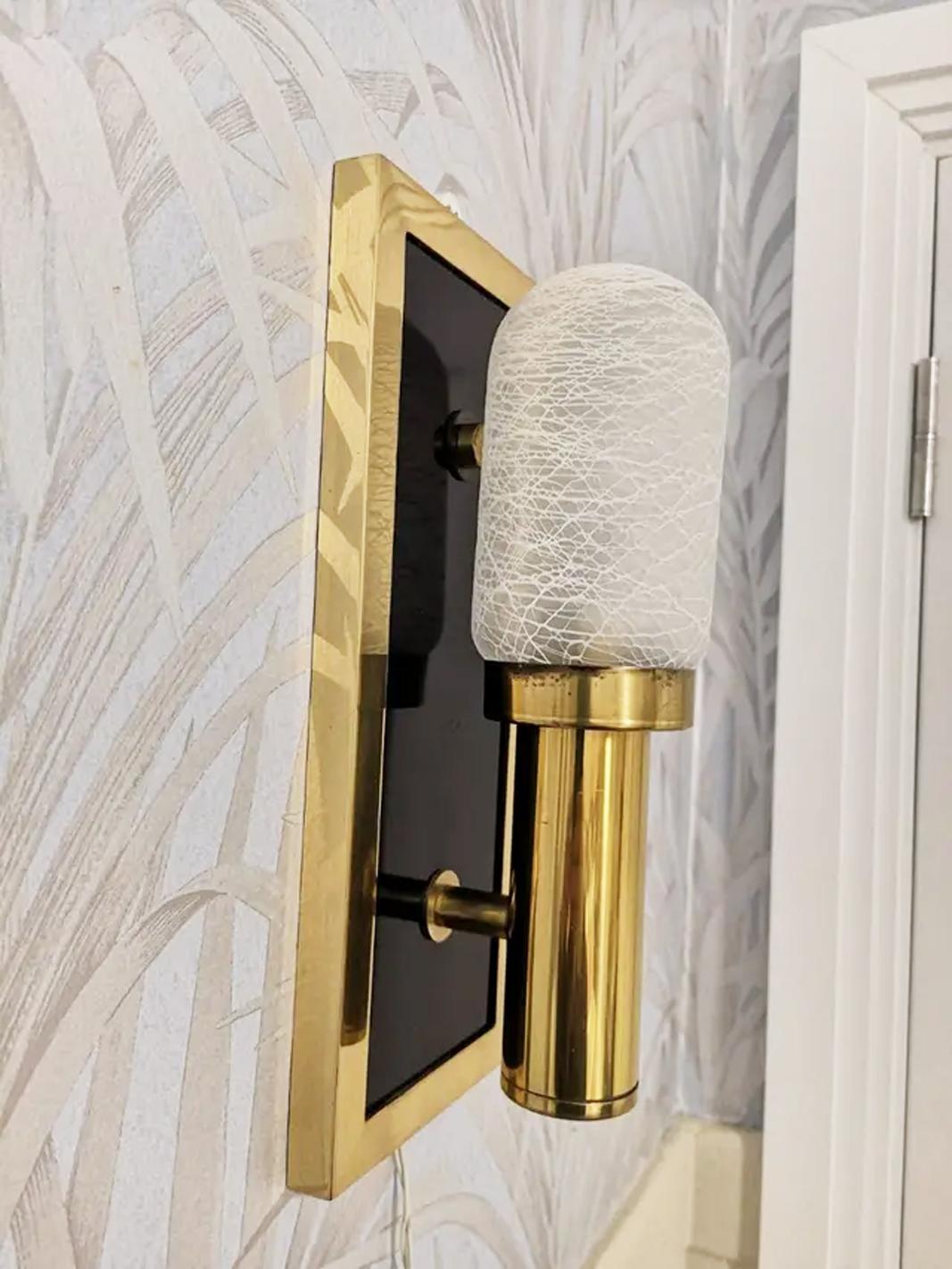Wall Sconces Posible Sciolari  Brass and Black Crytal Italy Mid-Century For Sale 6