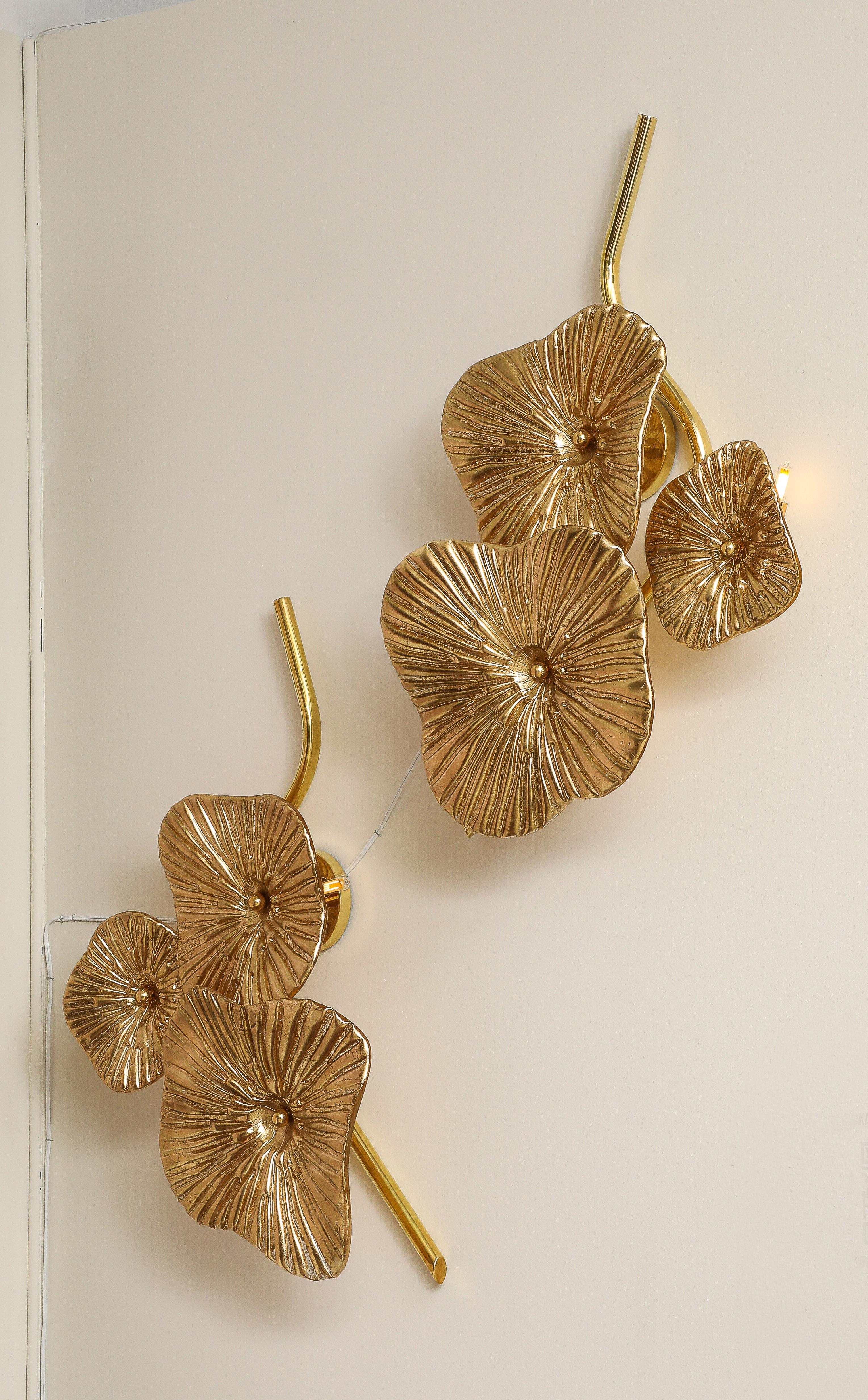 Hand-Crafted Pair of Gold Bronze Murano 