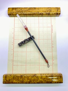 Pair of Gold Camphor Wood Paper Weight for Chinese Calligraphy