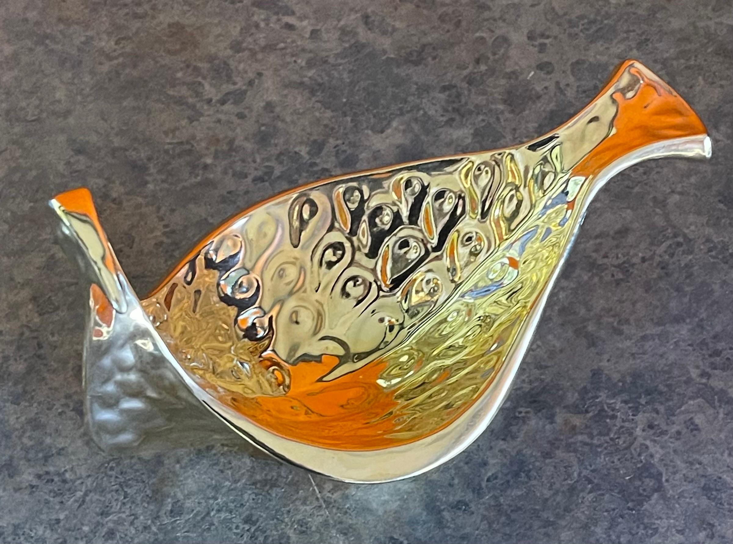 Pair of Gold Ceramic Bird Bowls from