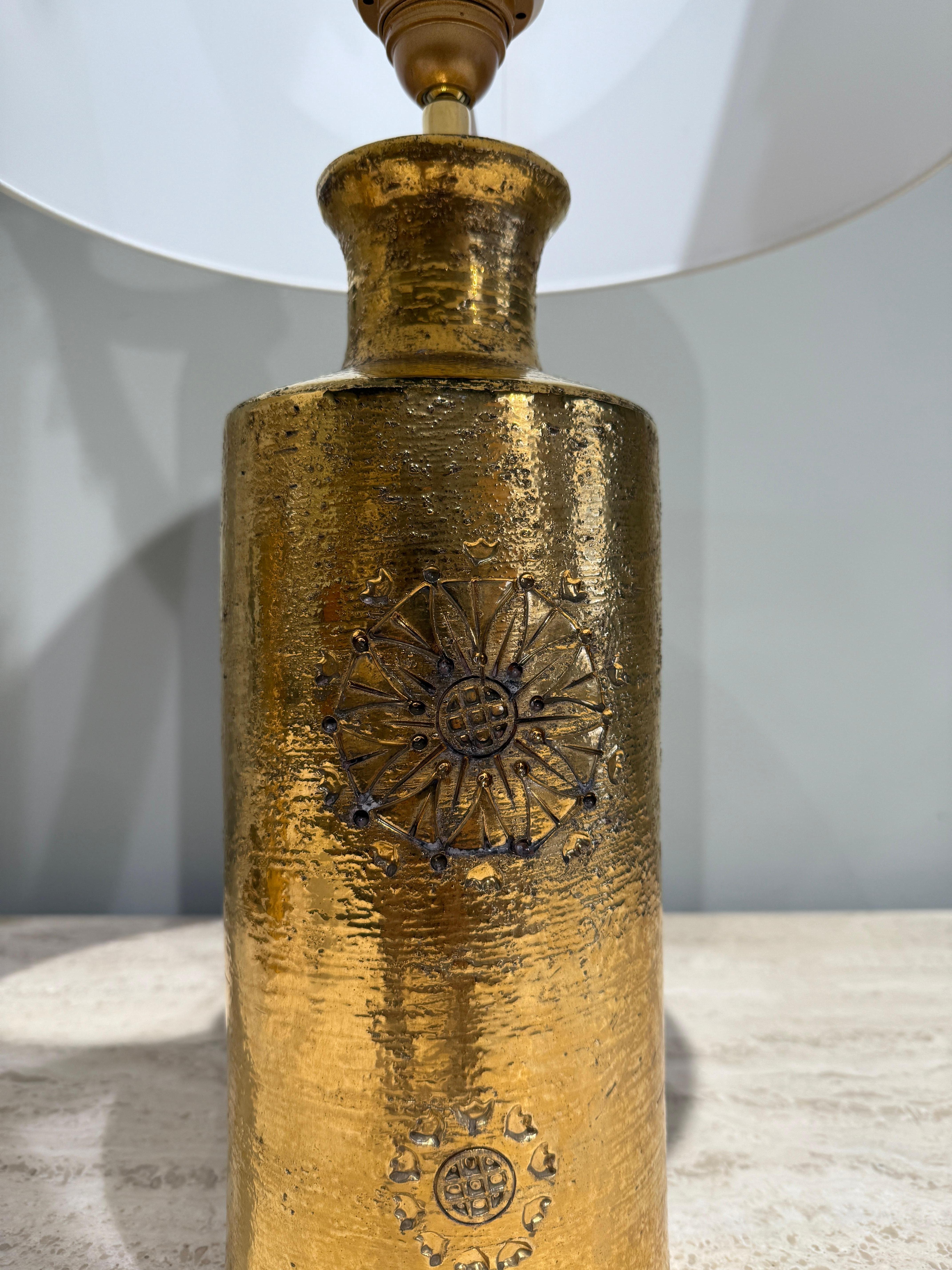Mid-Century Modern Pair of gold ceramic lamps Bergboms Sweden 1970