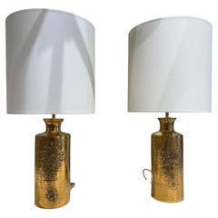 Paar goldene Keramiklampen Bergboms Schweden 1970