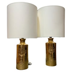 Pair of gold ceramic lamps Bergboms Sweden circa 1970 Pair of gold ceramic lamps Bergboms Sweden circa 1970