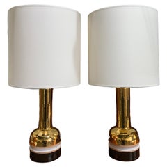 Pair of Gold Ceramic Lamps Bitossi for Bergboms Sweden
