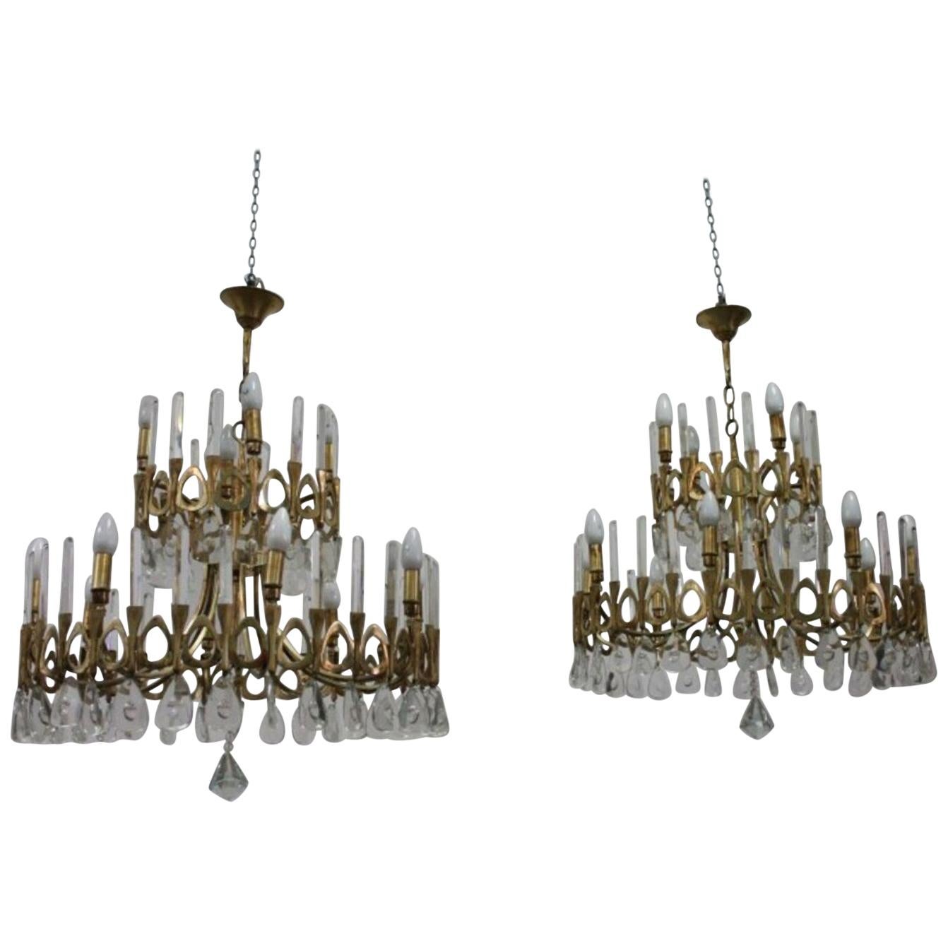Modernist Gold Chandelier 1960s by Gaetano Sciolari at 1stDibs