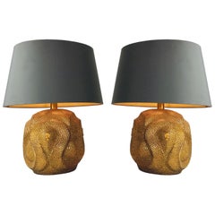 Pair of Gold Cobra Lamps