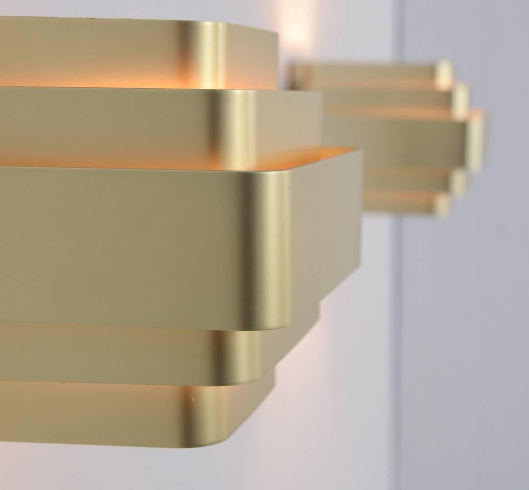 Pair of Gold Colored Aluminium Wall Lamps by Jules Wabbes 4