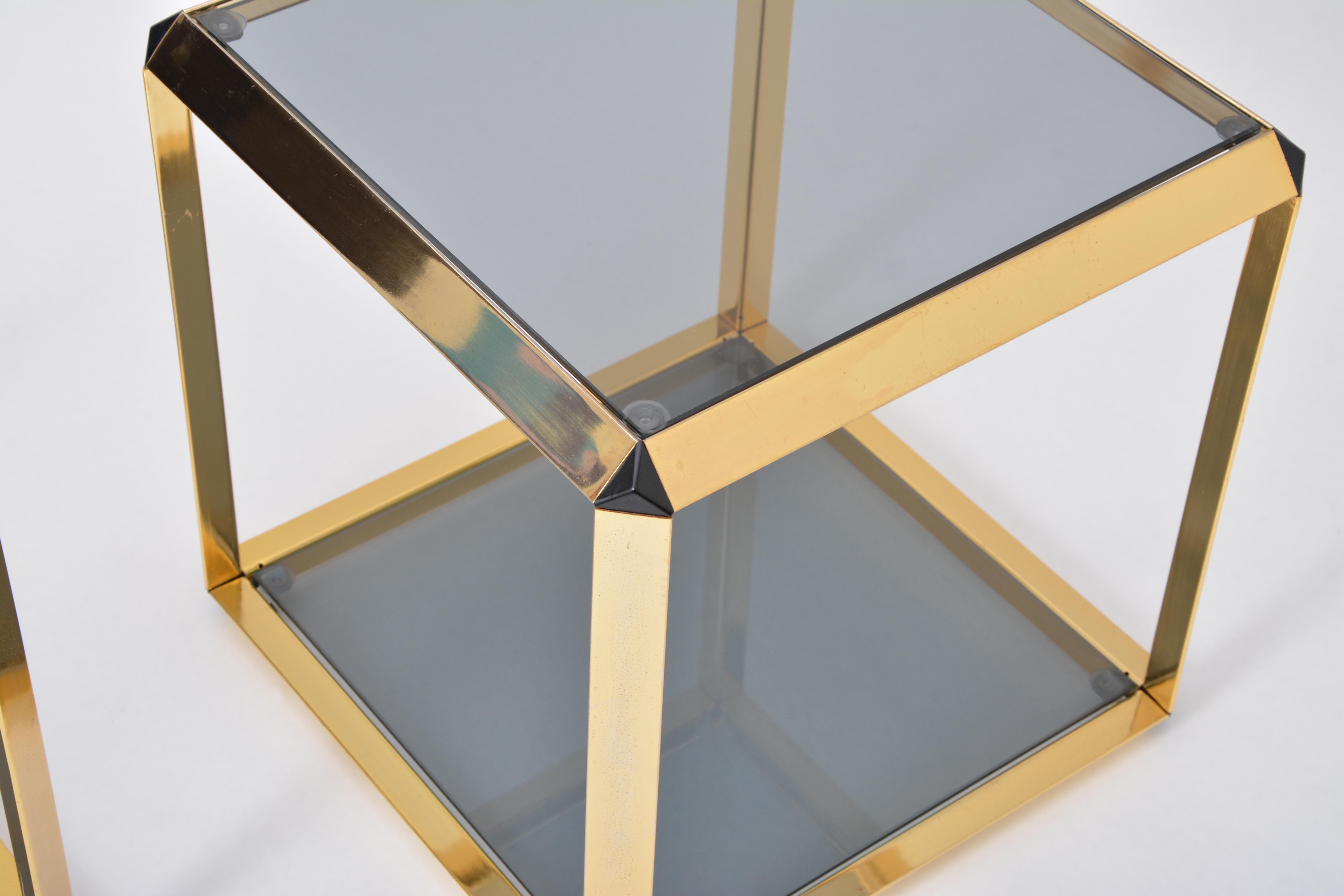 Late 20th Century Pair of Gold Colored Italian side tables by Alberto Rosselli for Saporiti